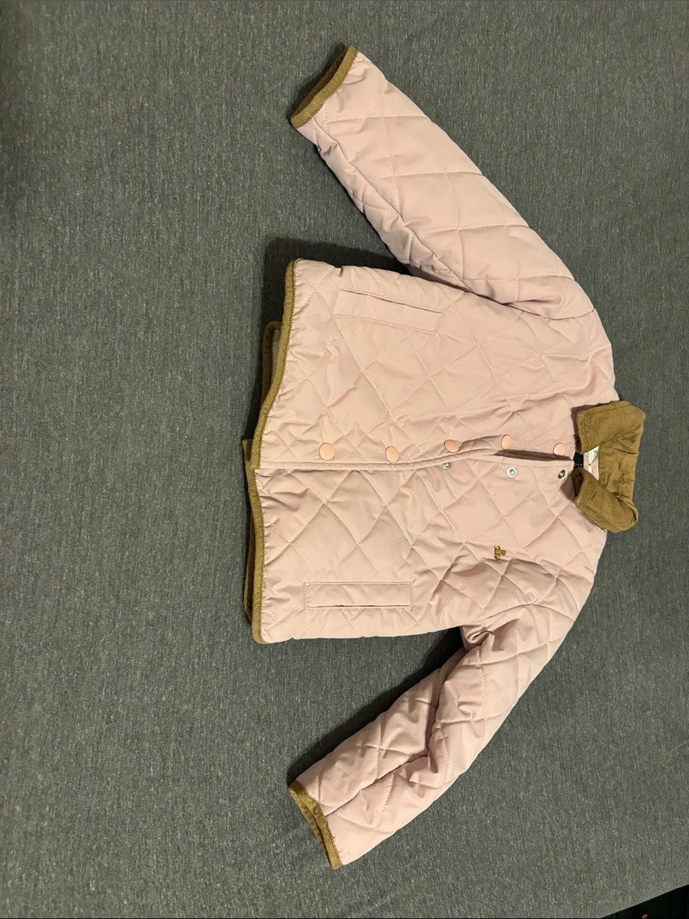 Worn once Kids Quilted Pink Jacket with Contrast Trim